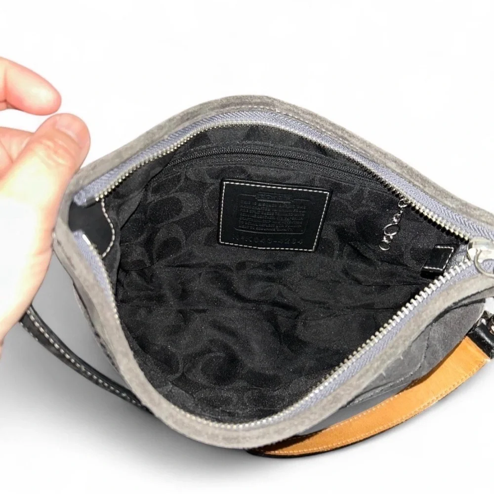 Coach Bag Suede Gray Shoulder Handbag